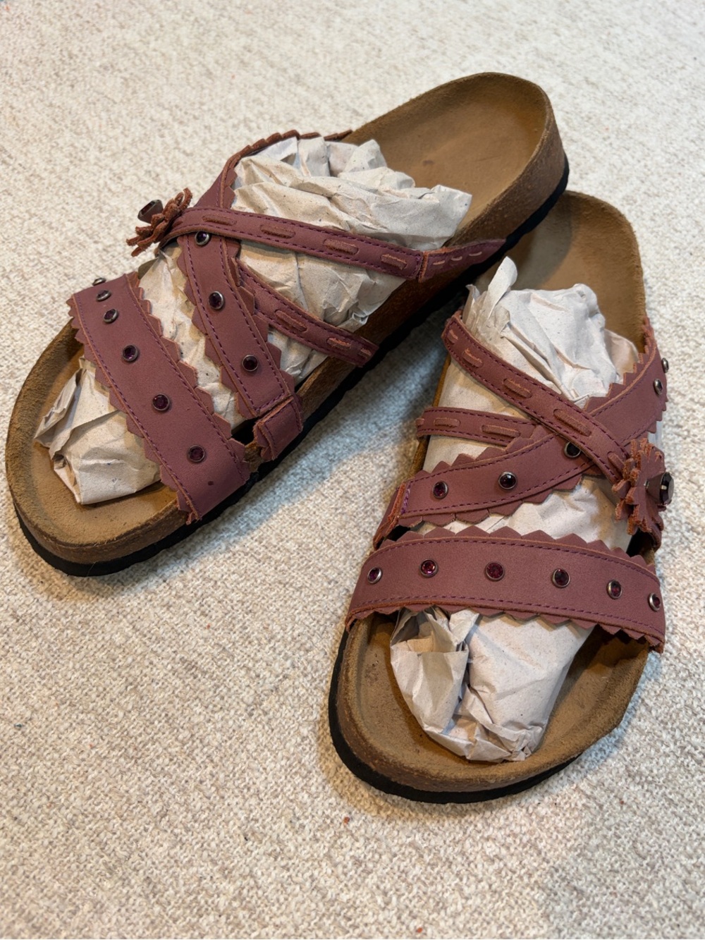 Women's Betula Birkenstock Casual Studded Slide Sandals - Dusty Rose